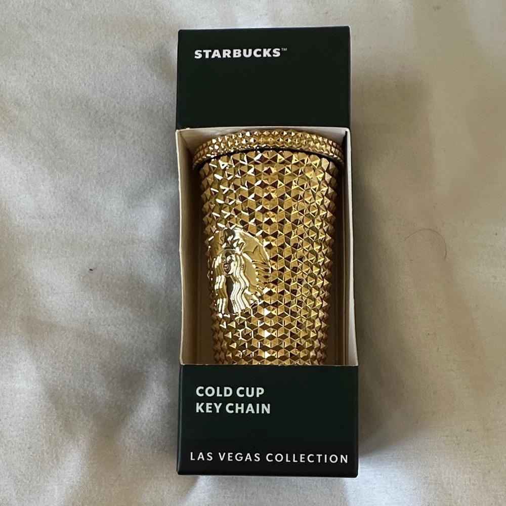 Starbucks Gold Textured Cold Cup Key Chain- Brand New, Unopened